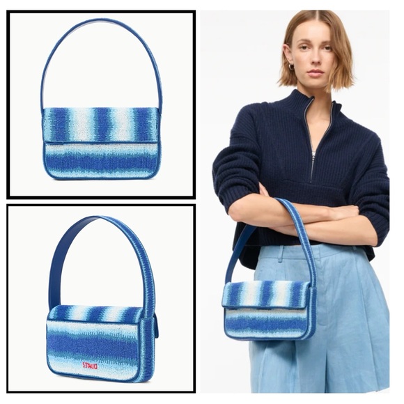 NWT STAUD Ride The Wave Tommy Beaded Bag in Blue - Picture 1 of 17